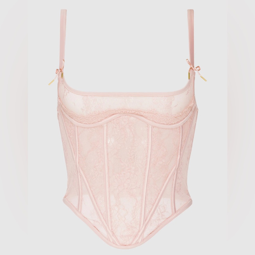 BNWT Coquette Pink Rosalind Corset Lace Bra Frederick’s of Hollywood